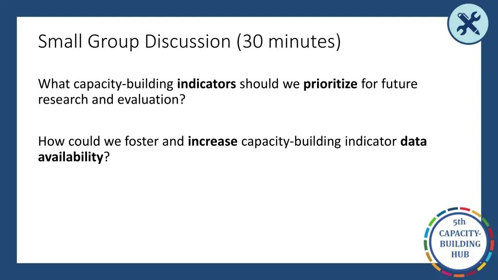small group discussion 30 minutes