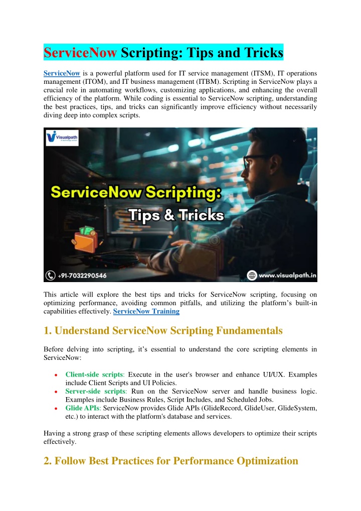 servicenow scripting tips and tricks