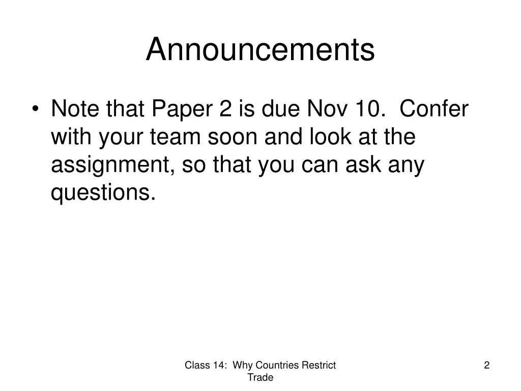announcements