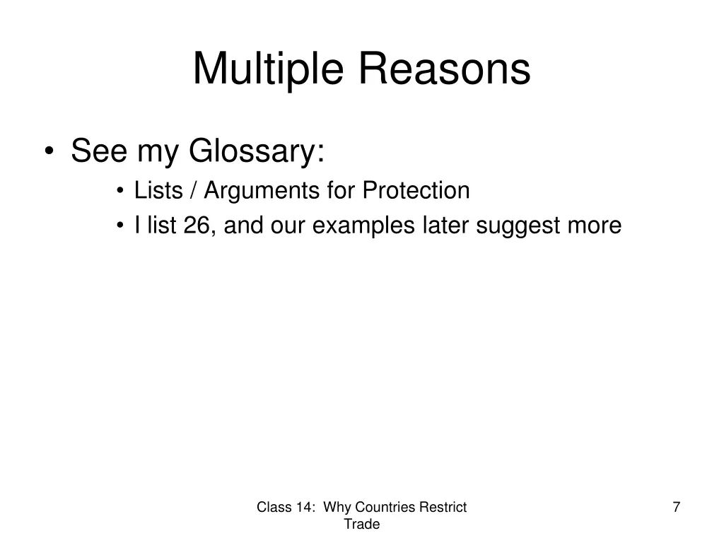 multiple reasons