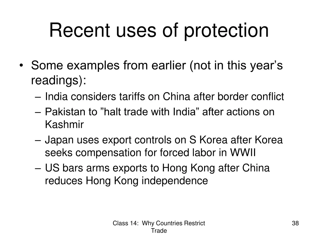 recent uses of protection