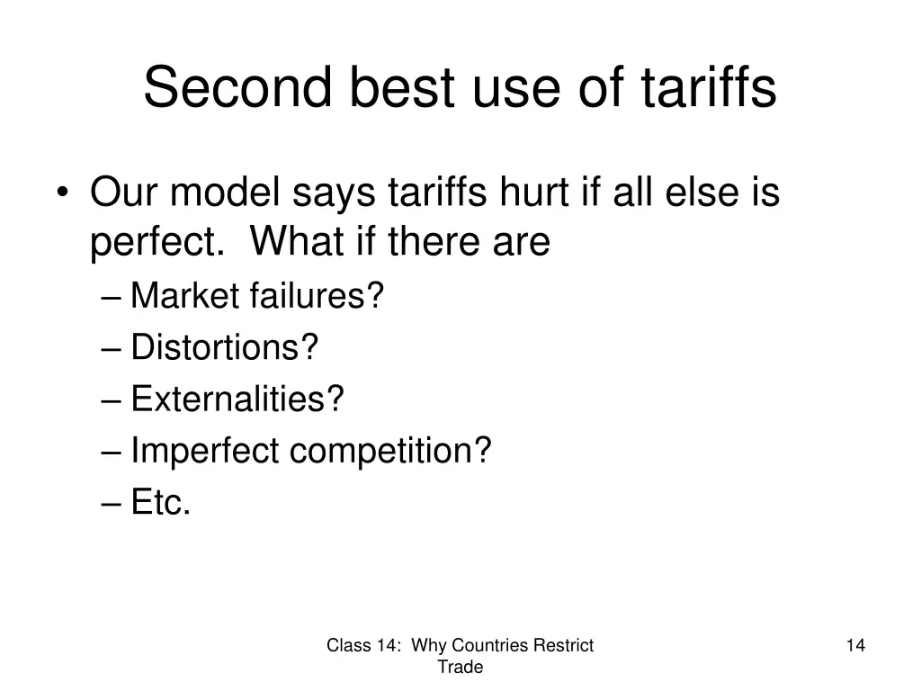 second best use of tariffs 1