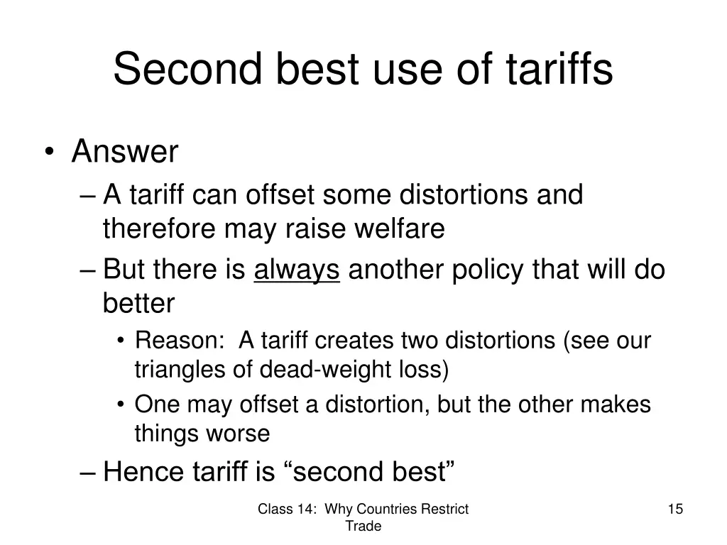 second best use of tariffs 2