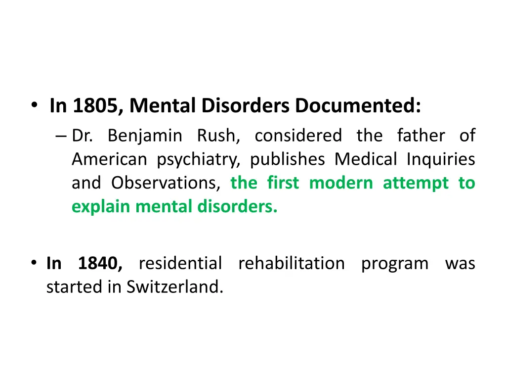 in 1805 mental disorders documented dr benjamin