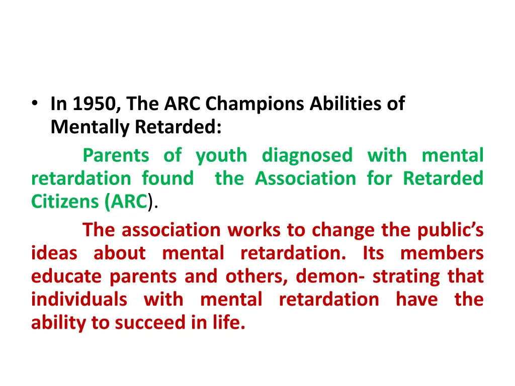 in 1950 the arc champions abilities of mentally