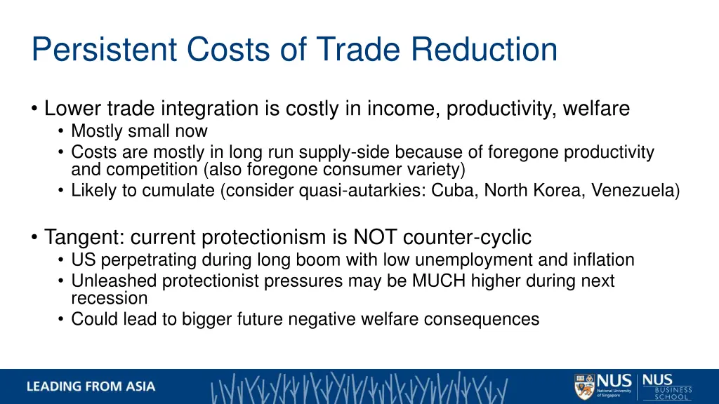 persistent costs of trade reduction