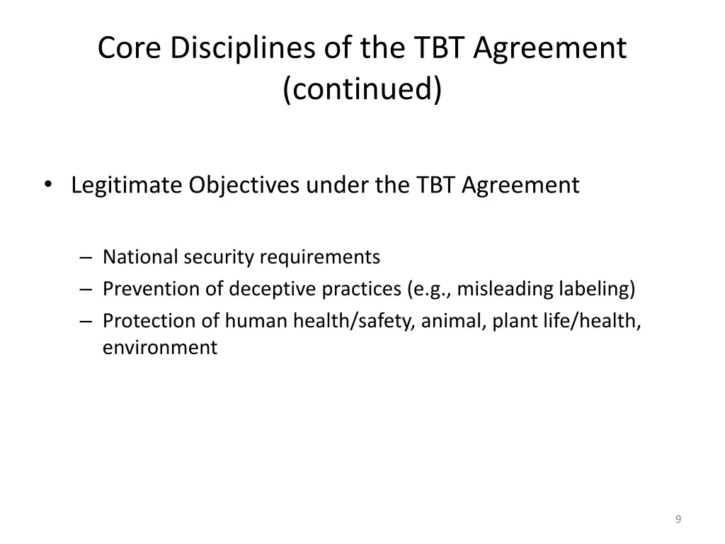 core disciplines of the tbt agreement continued 2