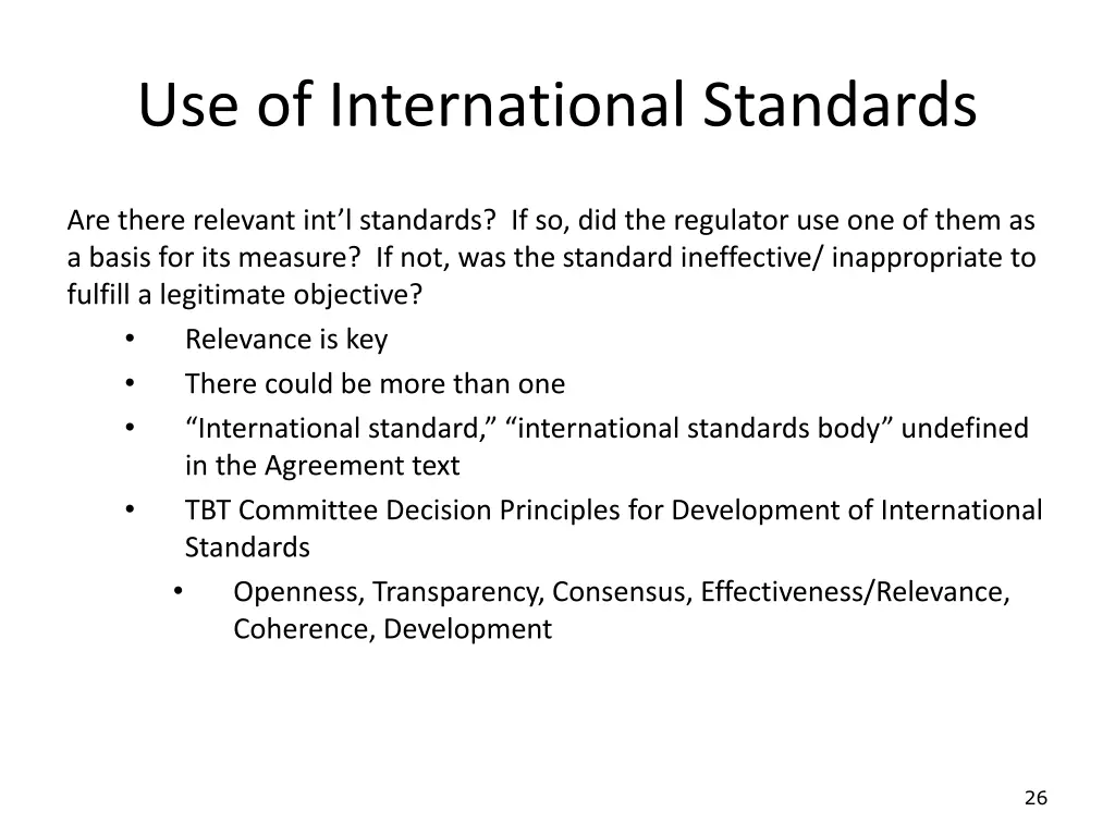 use of international standards
