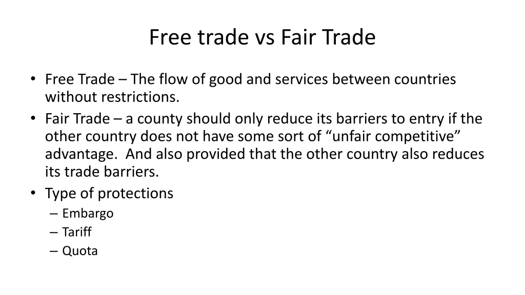 free trade vs fair trade