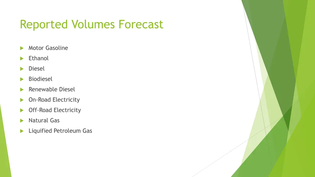 reported volumes forecast