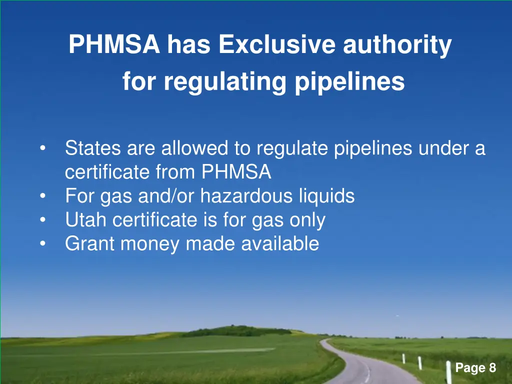 phmsa has exclusive authority for regulating