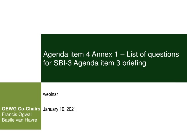 agenda item 4 annex 1 list of questions
