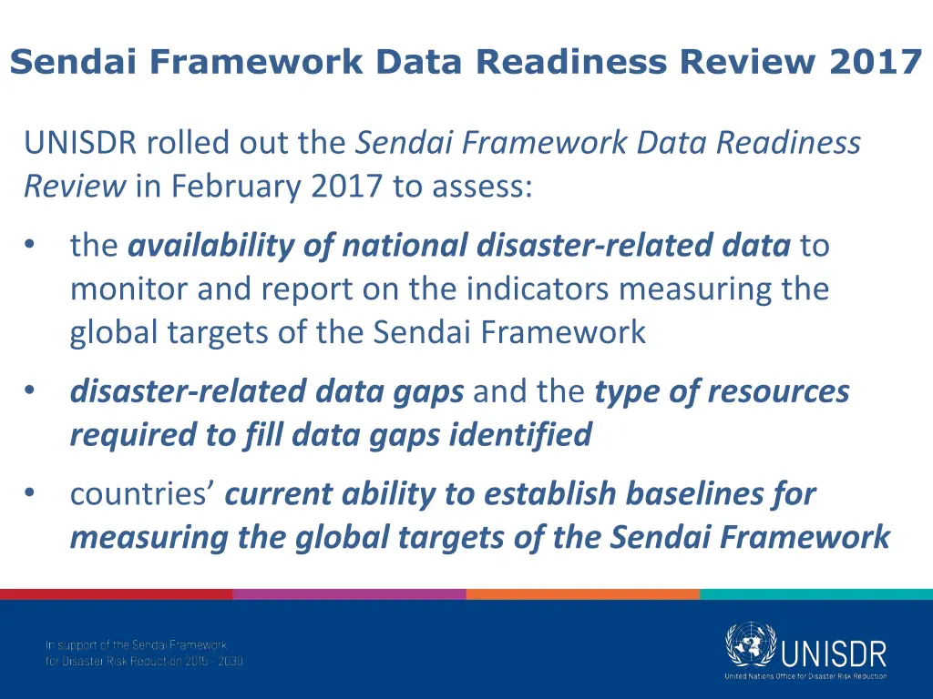 sendai framework data readiness review 2017