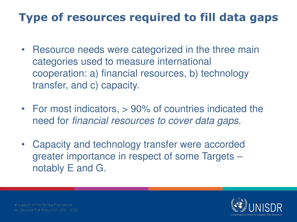 type of resources required to fill data gaps