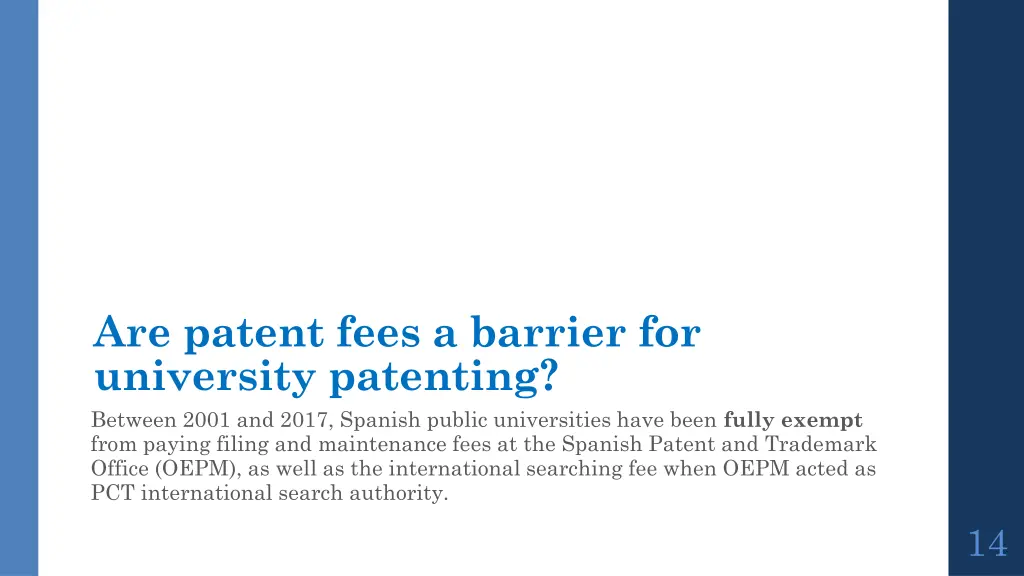 are patent fees a barrier for university
