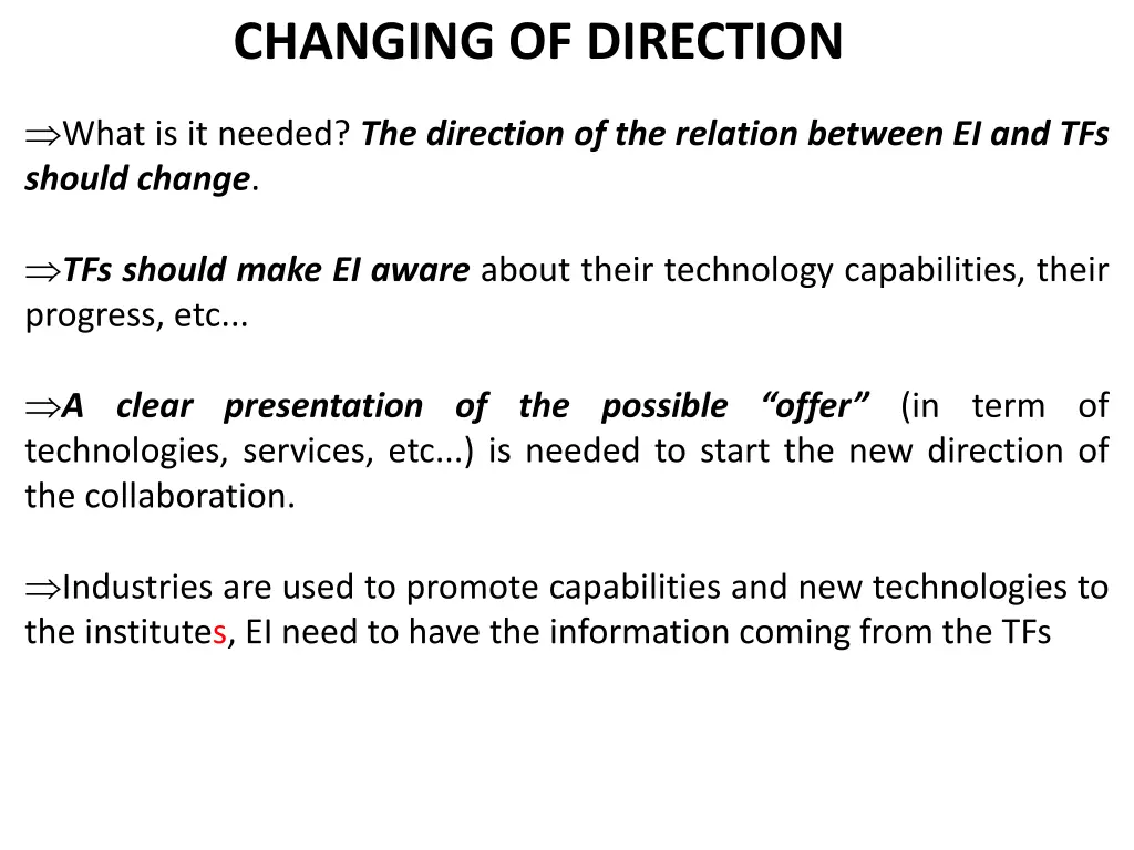 changing of direction