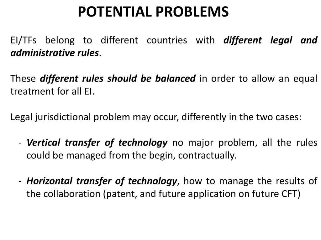 potential problems