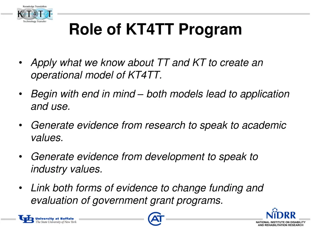 role of kt4tt program