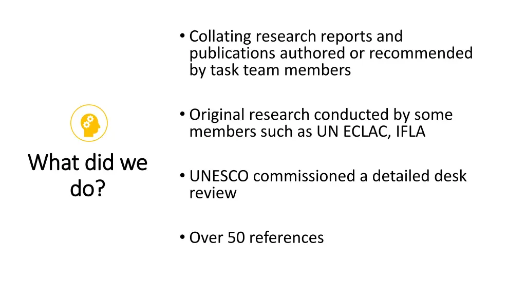 collating research reports and publications