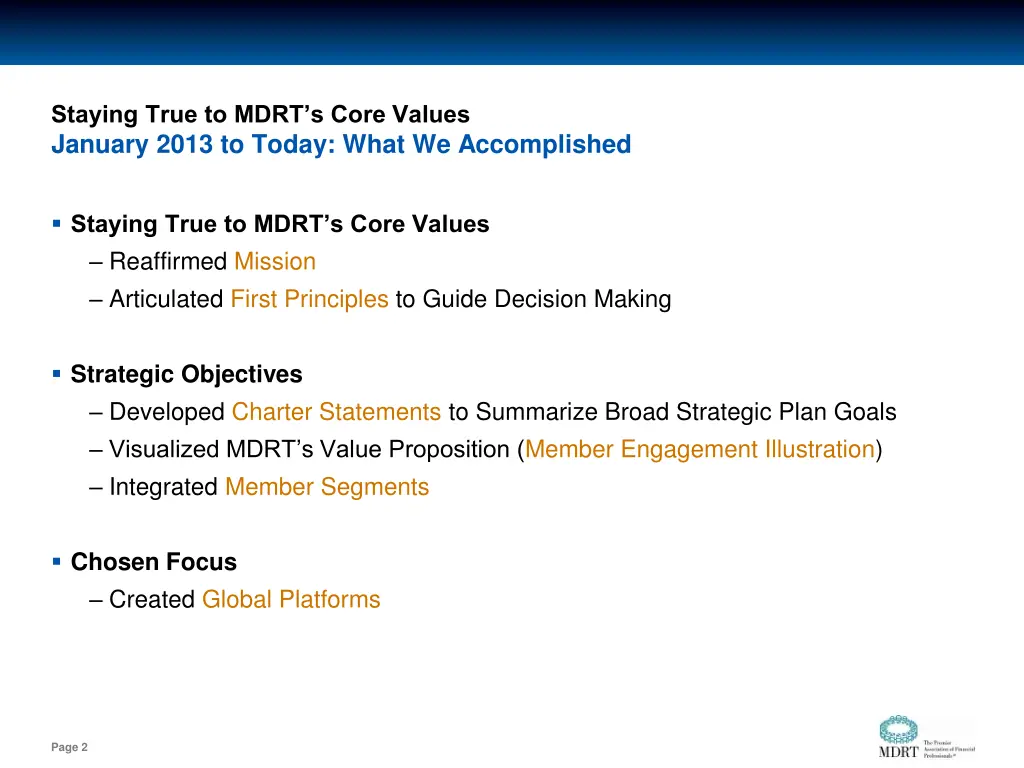 staying true to mdrt s core values january 2013