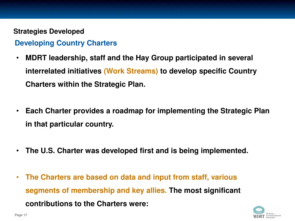 strategies developed developing country charters