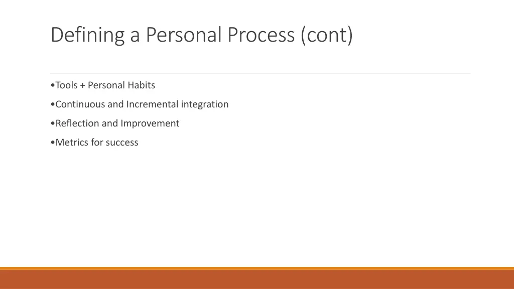 defining a personal process cont