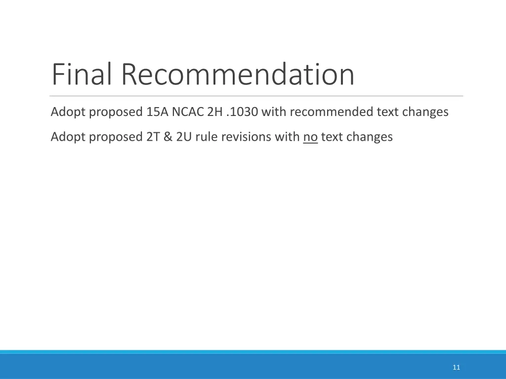 final recommendation