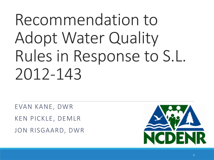 recommendation to adopt water quality rules