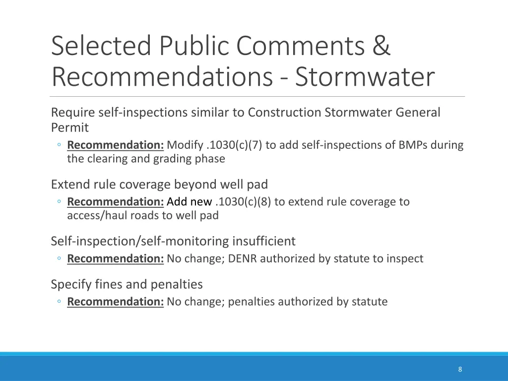 selected public comments recommendations 2