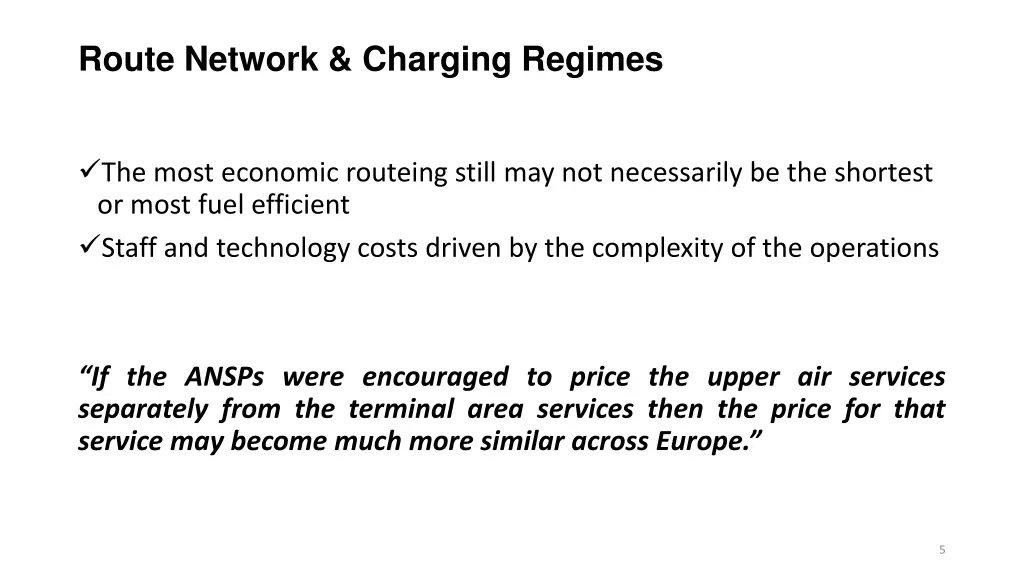 route network charging regimes