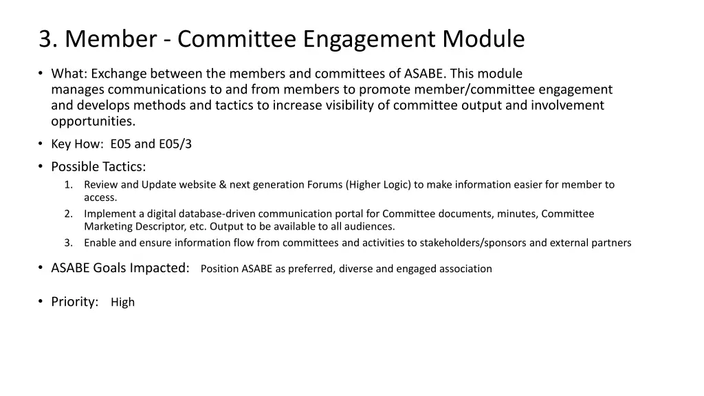 3 member committee engagement module
