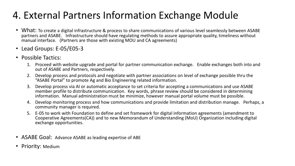 4 external partners information exchange module