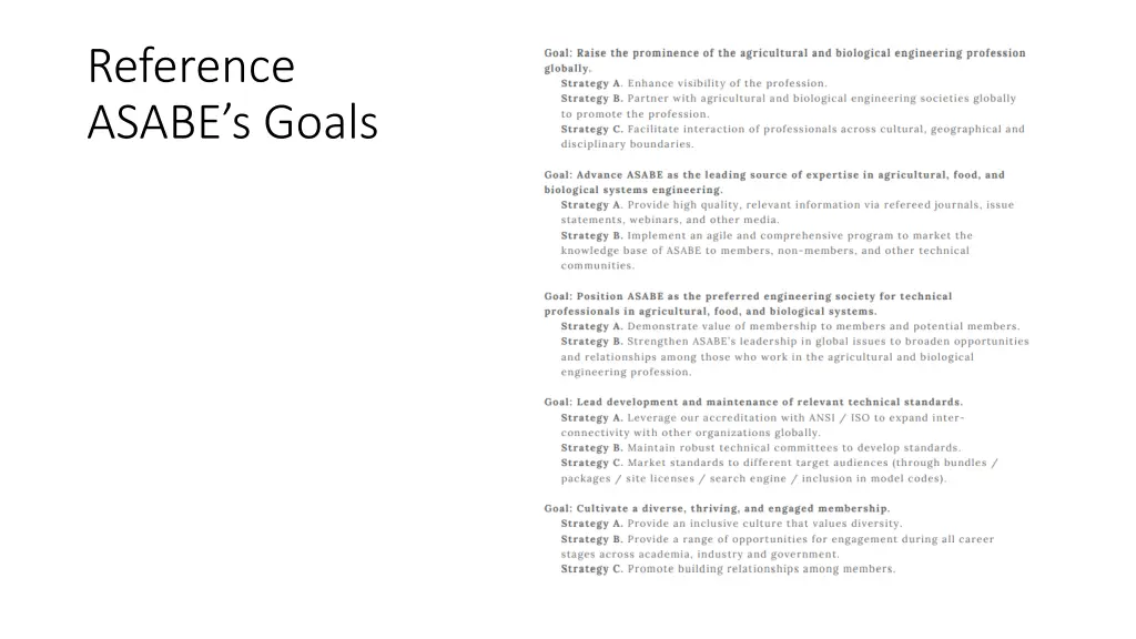 reference asabe s goals