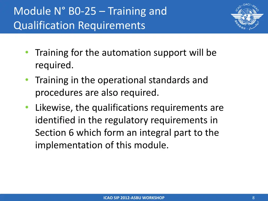 module n b0 25 training and qualification