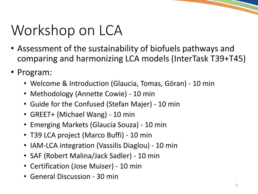 workshop on lca assessment of the sustainability