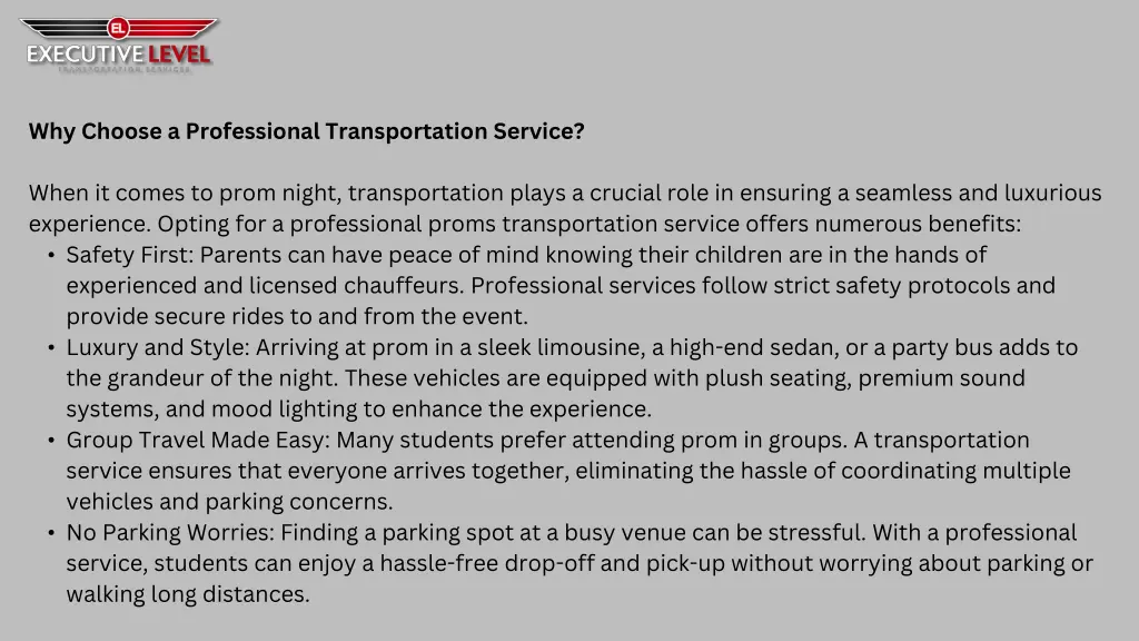 why choose a professional transportation service
