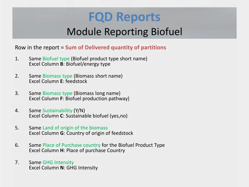 fqd reports module reporting biofuel
