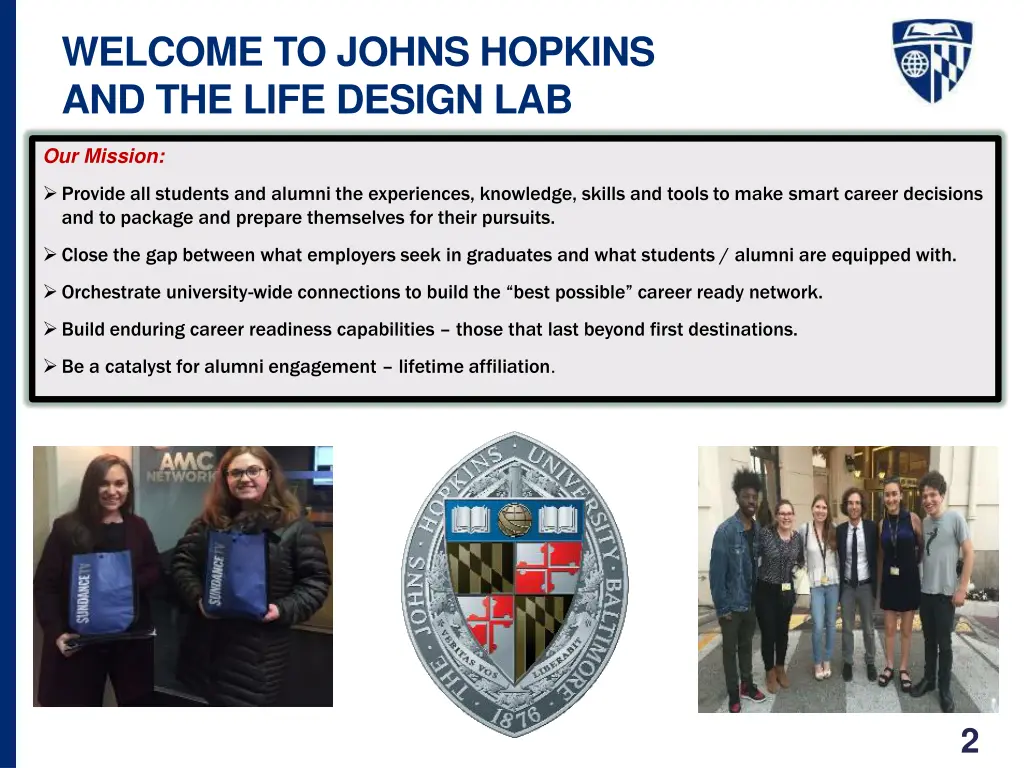 welcome to johns hopkins and the life design lab