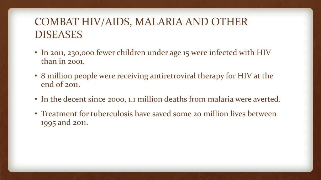 combat hiv aids malaria and other diseases