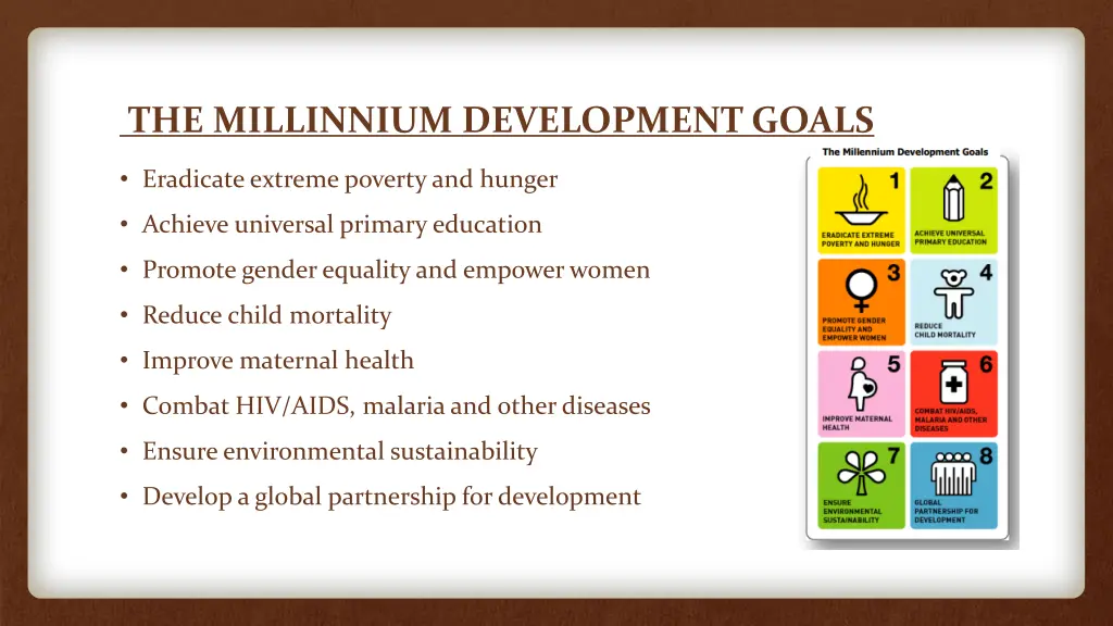 the millinnium development goals