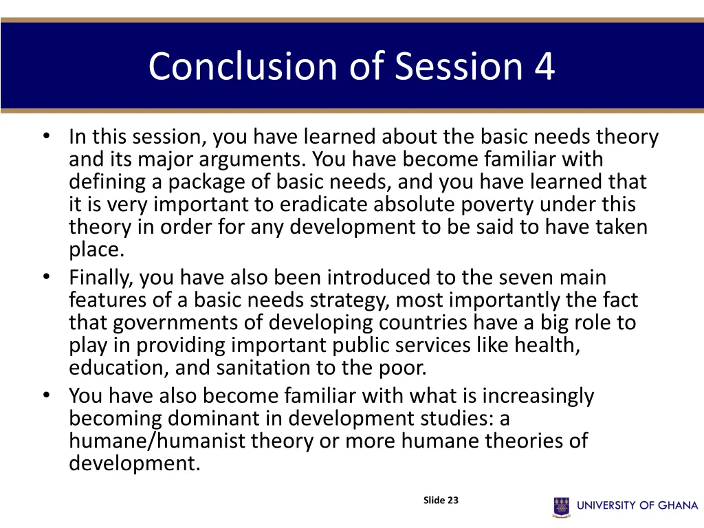 conclusion of session 4
