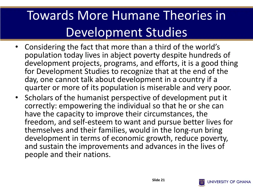towards more humane theories in development 1