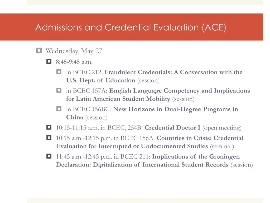 admissions and credential evaluation ace 1