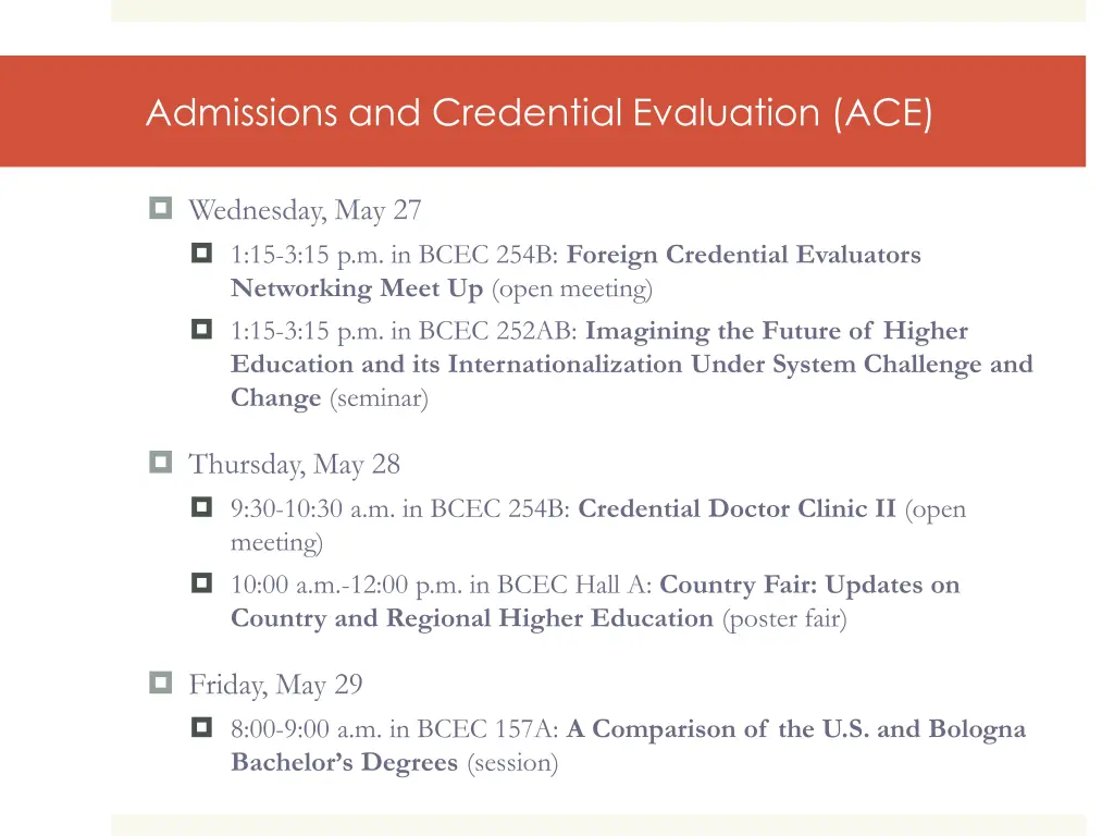admissions and credential evaluation ace 2