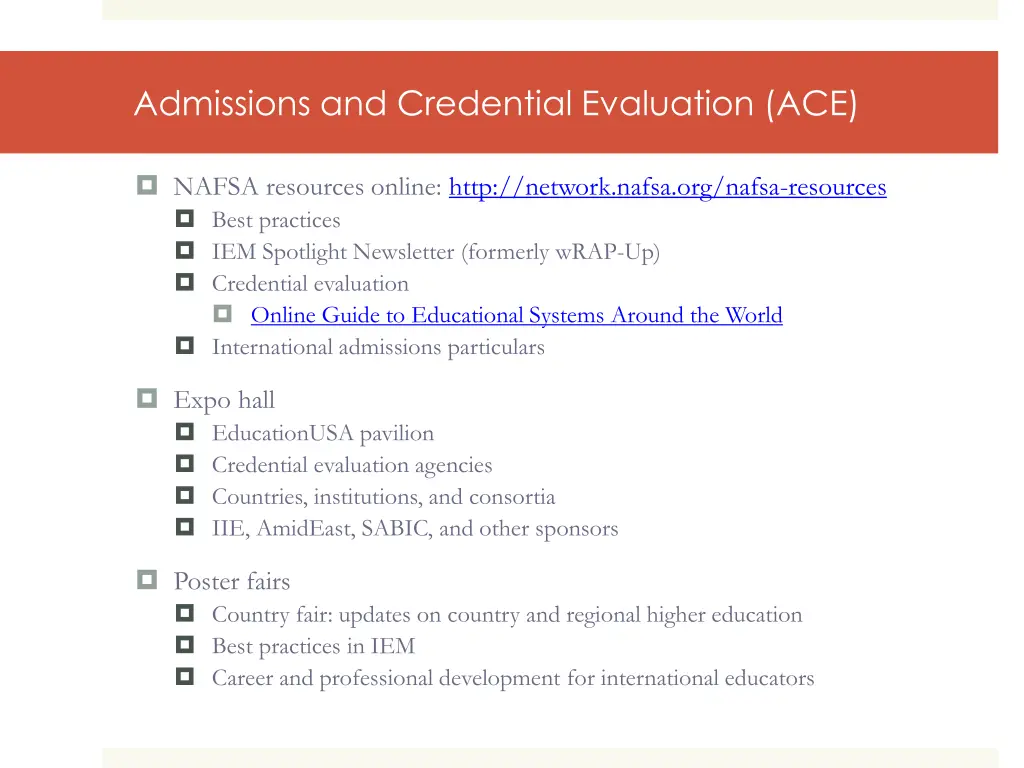 admissions and credential evaluation ace
