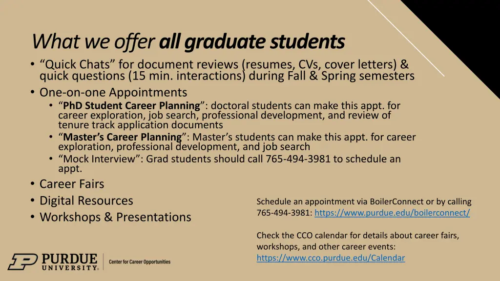 what we offer all graduate students quick chats