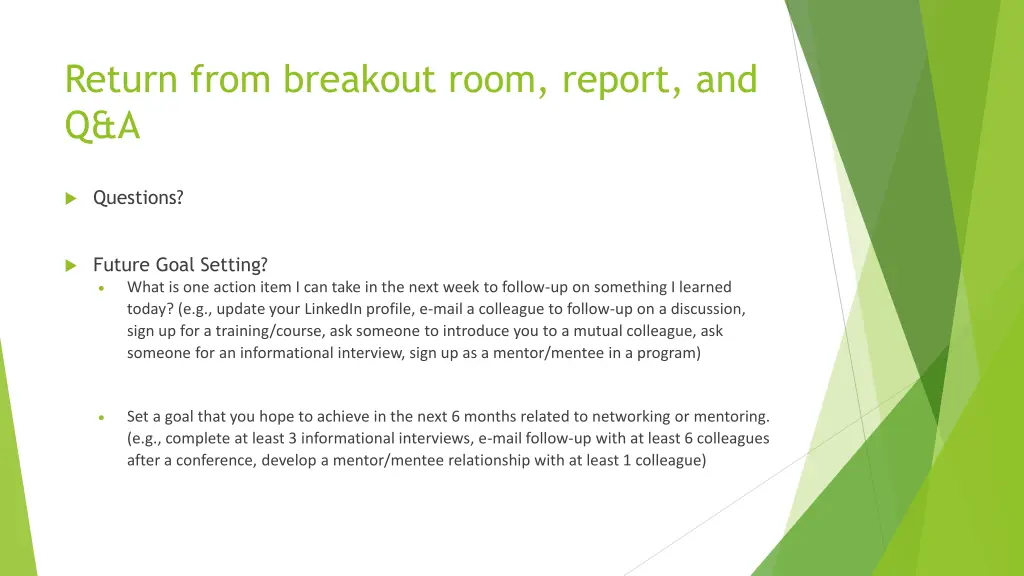 return from breakout room report and q a