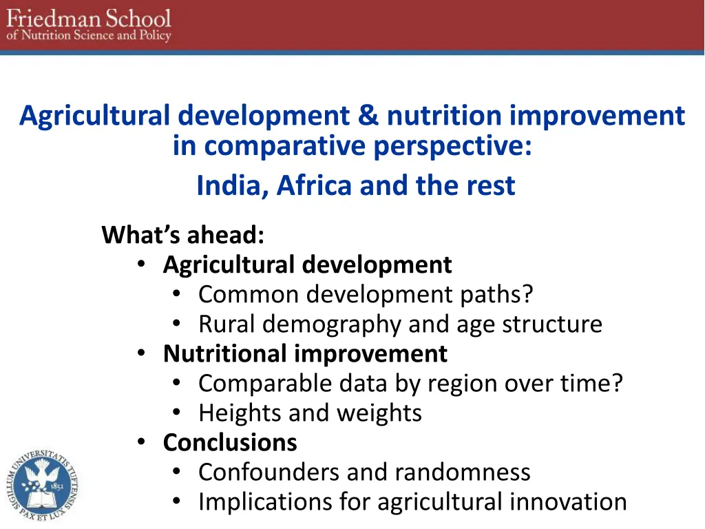 agricultural development nutrition improvement