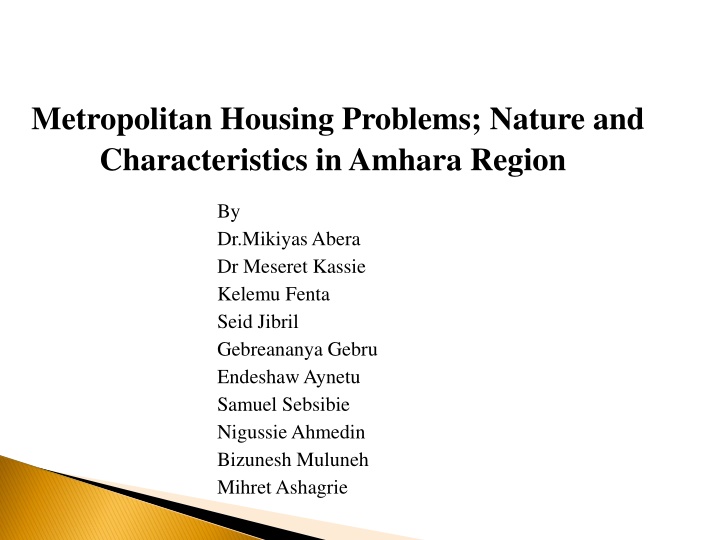 metropolitan housing problems nature