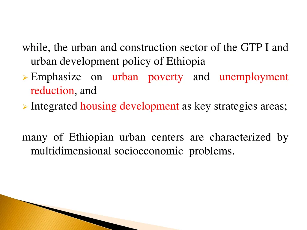 while the urban and construction sector